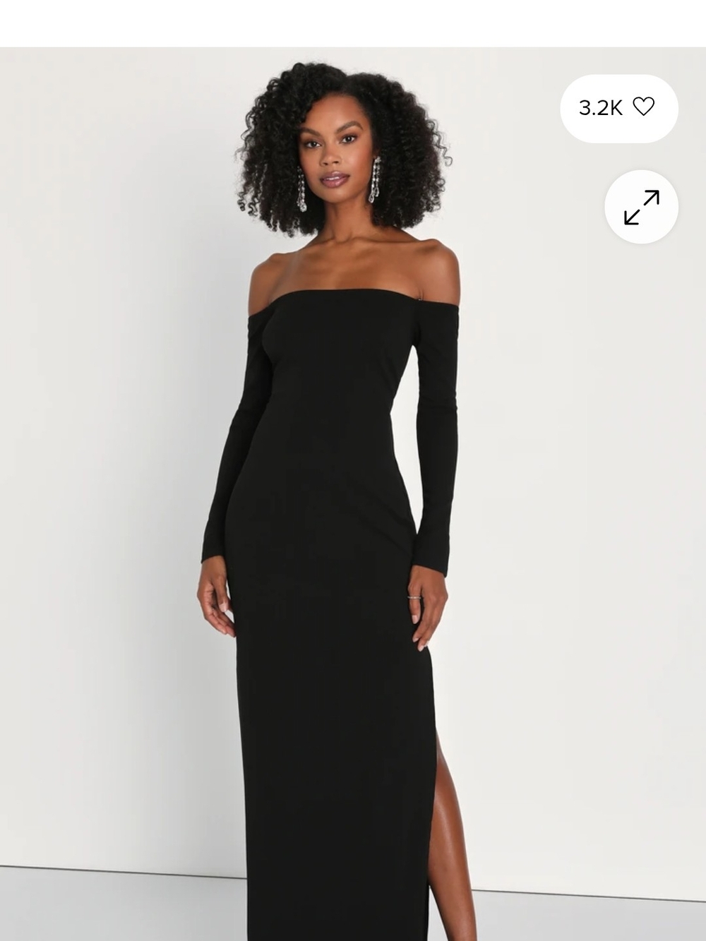 Off-Shoulder Long Sleeve Black Maxi Dress LIKE NEW!